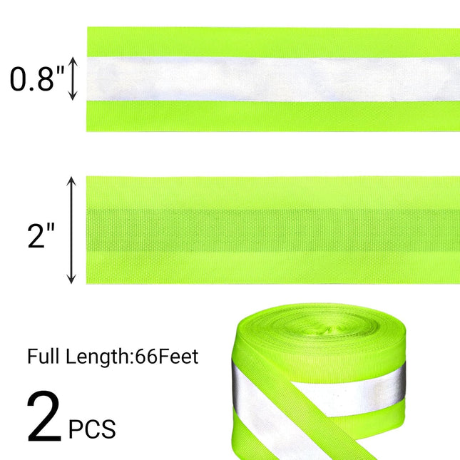 2 Rolls 2 x 66ft Reflective Ribbon High Visibility Tape Strip Sew On Safety Fabric – product detail