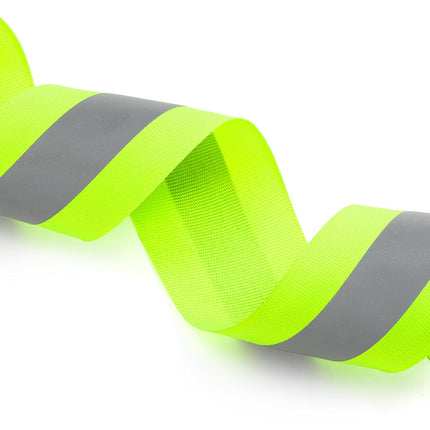 2 Rolls 2" x 66ft Reflective Ribbon, High Visibility Tape Strip, Sew On Safety Fabric Material, Silver Florescent Warning Strip Webbing for Walking Cycling Clothes Backpacks at Night