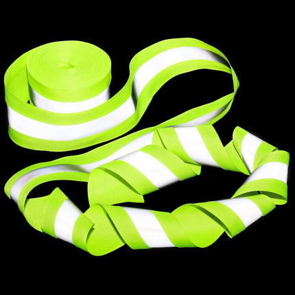 2 Rolls 2" x 66ft Reflective Ribbon, High Visibility Tape Strip, Sew On Safety Fabric Material, Silver Florescent Warning Strip Webbing for Walking Cycling Clothes Backpacks at Night