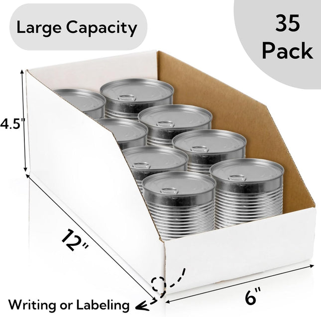 35 Pack Cardboard Storage Bins 12 x 6 4.5 Corrugated Open Top Box White Pantry – product detail
