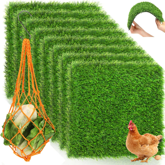 8 Pack Chicken Nesting Pads with Vegetable String Bag 12 x12 x1.2 Washable Hen Coop V1259-DP01-A-914