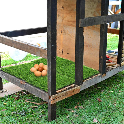 8 Pack Chicken Nesting Pads with Vegetable String Bag, 12"x12"x1.2" Washable Hen Coop Synthetic Turf Mat, Artificial Nest Box Bedding Grass Rug Carpet for Laying Eggs, Garden Lawn