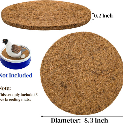 15 Packs Pigeon Nest Pads, Bird Breeding Mat for Chicken, Natural Coconut Fiber Egg Mat, Nesting Bowl Box Pad Parakeet Hatching Bedding Accessories