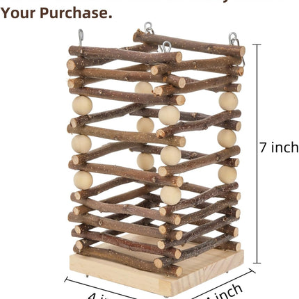 Wood Rabbit Hay Feeder, 7" Hanging Grass Holder with 2 Hooks, Small Animals Feeding Manager for Cage, Bunny Feeder Rack Chinchilla Guinea Pig Hamster Gerbil