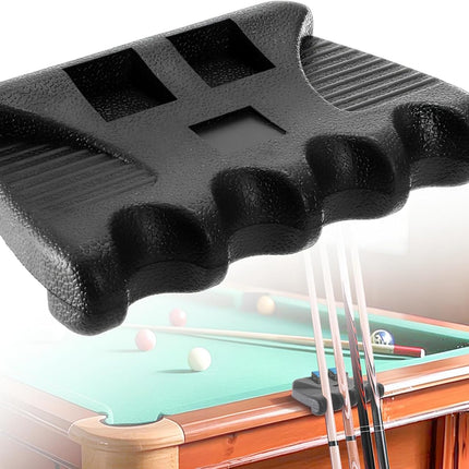 4 Holes Pool Cue Holder, Portable Weighted Rack, Mini Non-slip Stick Holder Claw with 2 Chalk Holders, Heavy Duty Rest for Billiard and Table