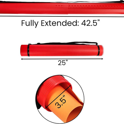 3 Packs Extendable Poster Tube, 25" to 42.5" Waterproof Blueprint Holder with Strap, Portable Telescoping Carrying Case Lid for Maps, Art and Drawings, Round Storage Container Document