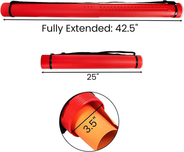3 Packs Extendable Poster Tube 25 to 42.5 Waterproof Blueprint Holder with Strap Portable – product detail