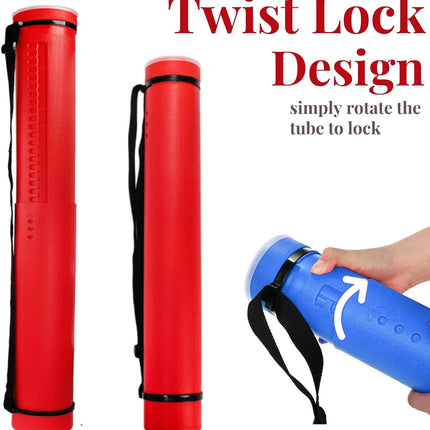3 Packs Extendable Poster Tube, 25" to 42.5" Waterproof Blueprint Holder with Strap, Portable Telescoping Carrying Case Lid for Maps, Art and Drawings, Round Storage Container Document