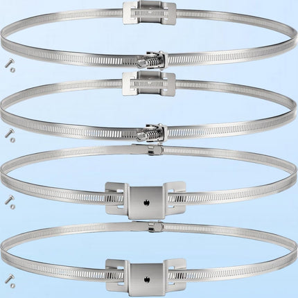 4 Pack Sign Mounting Brackets for Larger Poles, 4" to 15" Adjustable Expansion Tank Bracket, Metal Street Holder with Pole Clamps and Straps Electrical Boxes, Security Camera