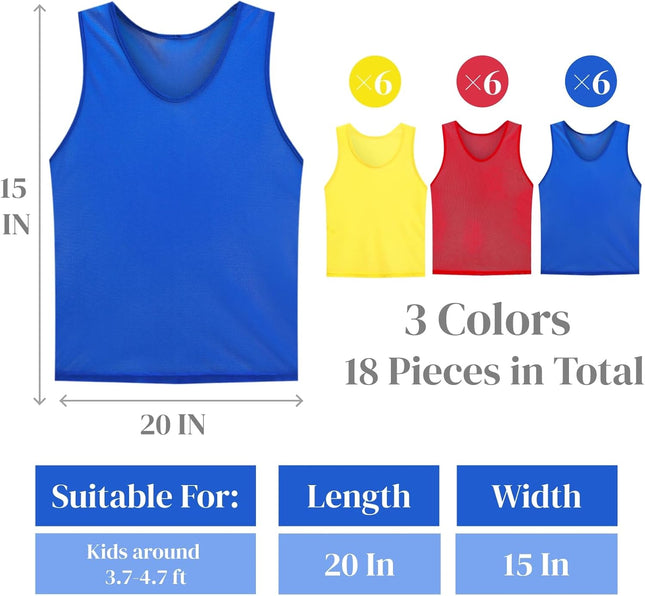 18 Packs Youth Team Pinnies Kids Scrimmage Training Vest Pennies Jerseys Mesh Practice Vests for – product detail