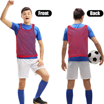 18 Packs Youth Team Pinnies, Kids Scrimmage Training Vest, Pennies, Jerseys Mesh Practice Vests for Basketball, Soccer, Football, Volleyball, 3 Colors