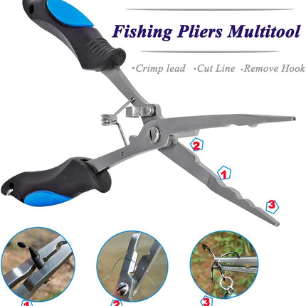 Vishaaktang - Hook Remover - Stainless Steel - Long Nose Hook Remover - With Sheath and Lanyard - Suitable for Line Clippers