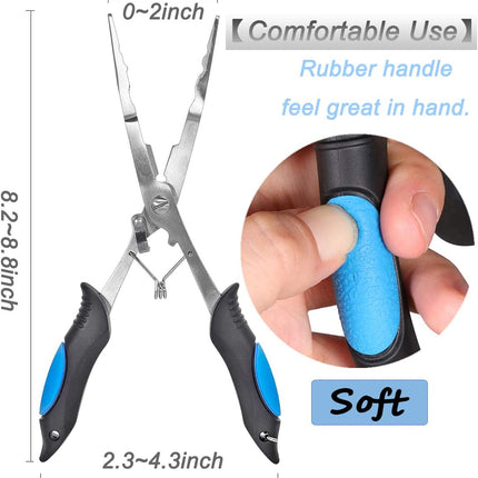 Vishaaktang - Hook Remover - Stainless Steel - Long Nose Hook Remover - With Sheath and Lanyard - Suitable for Line Clippers
