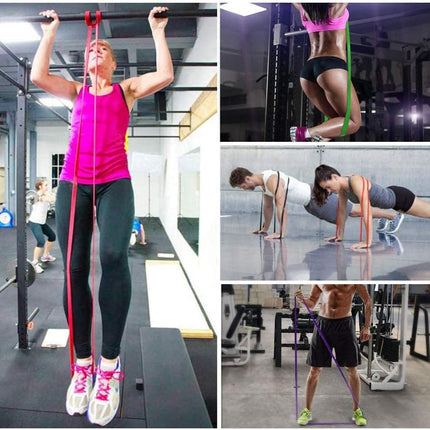 Resistance Band - 4-Pack - With Handle & Door Buckle - Storage Bag - Fitness Bands - Pull-Ups - Strength Training - Elastic Cords - Men & Women - Yoga Stretch - Assisted Pull Bands