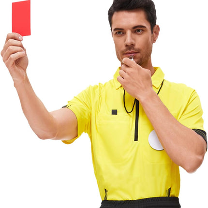 Soccer referee set - 2-piece blocked soccer flag - Red and yellow referee cards - With storage bag - Stainless steel whistle with black lanyard