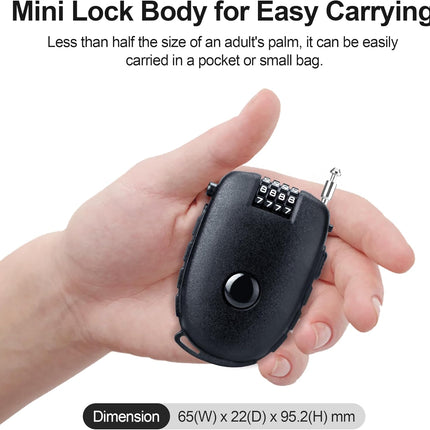 Snowboardslot - 4-position combination 27.5 inch - retractable cable lock - for snowboards, bikes, luggage, backpacks, scooters, suitcases - small - multi-functional - travel security lock - black