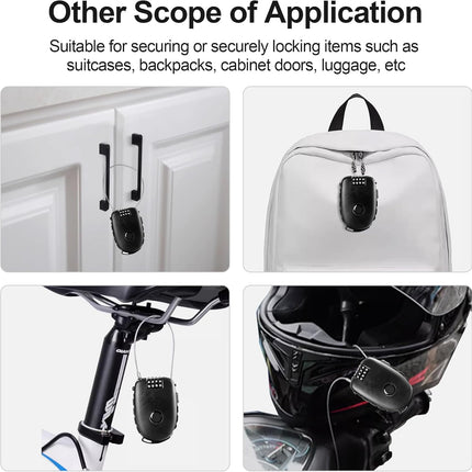 Snowboardslot - 4-position combination 27.5 inch - retractable cable lock - for snowboards, bikes, luggage, backpacks, scooters, suitcases - small - multi-functional - travel security lock - black