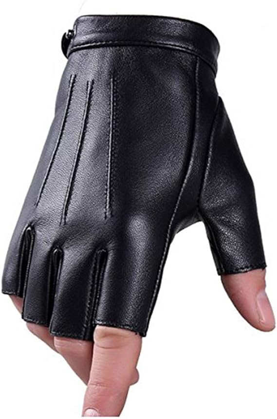 Black gloves-half finger gloves-fingerless driving gloves-PU leather-outdoor sports-men women and