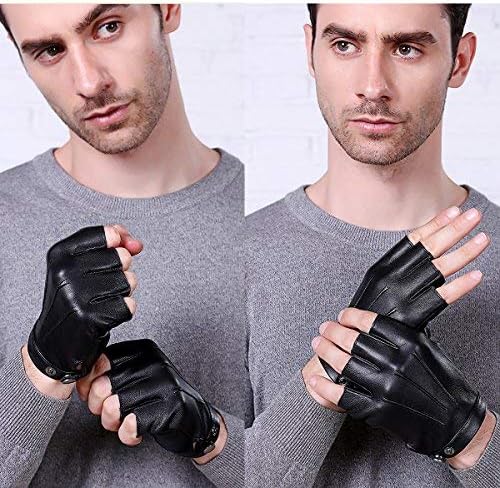 Black gloves-half finger gloves-fingerless driving gloves-PU leather-outdoor sports-men women and – product detail