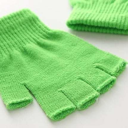 Green gloves - plain gloves - open gloves - boys' and girls' gloves - plain knitted gloves - fingerless gloves - type gloves - size small