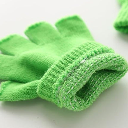 Green gloves - plain gloves - open gloves - boys' and girls' gloves - plain knitted gloves - fingerless gloves - type gloves - size small