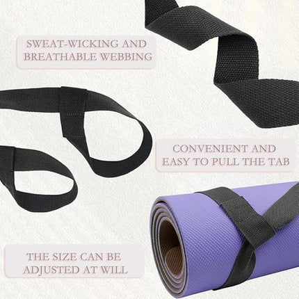 Yoga Mat Strap for Carrying - Cotton Yoga Mat Carry Strap Sling- Adjustable Loops for all Mat Sizes(Yoga Mat not included)