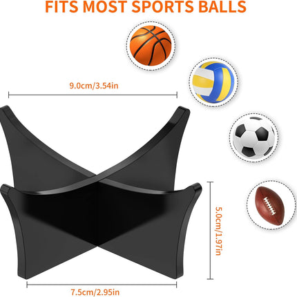 Ball Standard - Acrylic - Football, Basketball, Soccer, Volleyball, Rugby, etc. Display Standard - Ball Holders - 6 pieces - Black