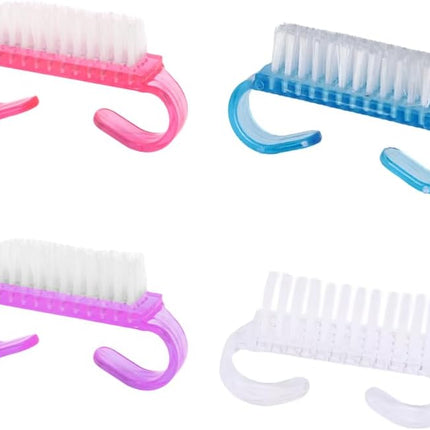Nagelborstel - 4 pieces Plastic cleaning brush - Handscrub cleaning brush - with plastic handle - for cleaning nails (purple - pink - blue - transparent)