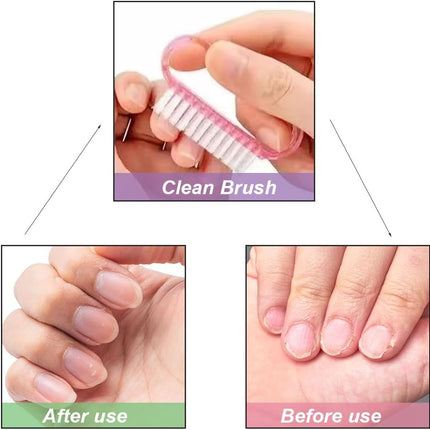 Nagelborstel - 4 pieces Plastic cleaning brush - Handscrub cleaning brush - with plastic handle - for cleaning nails (purple - pink - blue - transparent)