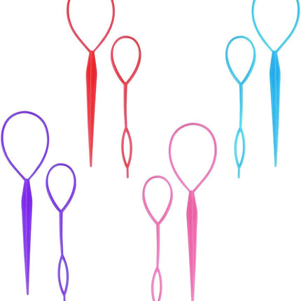 Hair braiding tool - horse tail holder - hair braiding tool - 8-piece hair braiding tool Topsy Tail Loop French braid loop tool set - 4 colours