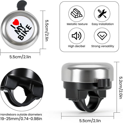 Bike bell - Classic nostalgic bell - Loud sound - Bike accessories - Kids' bike bell - Push bike bell - Adult bike bell - Hand-pulled - Black and silver