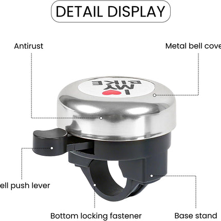 Bike bell - Classic nostalgic bell - Loud sound - Bike accessories - Kids' bike bell - Push bike bell - Adult bike bell - Hand-pulled - Black and silver