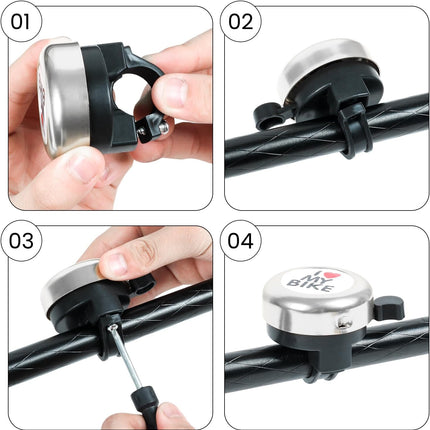 Bike bell - Classic nostalgic bell - Loud sound - Bike accessories - Kids' bike bell - Push bike bell - Adult bike bell - Hand-pulled - Black and silver