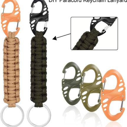Carabiner Hooks - 12 pieces - 2 inch - plastic - S-shaped carabiner hook - paracord - keychain - hook - suitable for keychains, backpacks and zip clip accessories