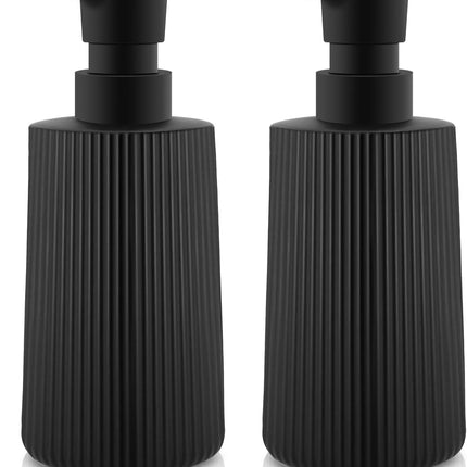 Soap Dispenser - Black Soap Dispenser for Detergent - Kitchen Soap Dispenser - With Press Dispenser - Suitable for Countertops - Bathroom and Kitchen (2 pieces - Black)