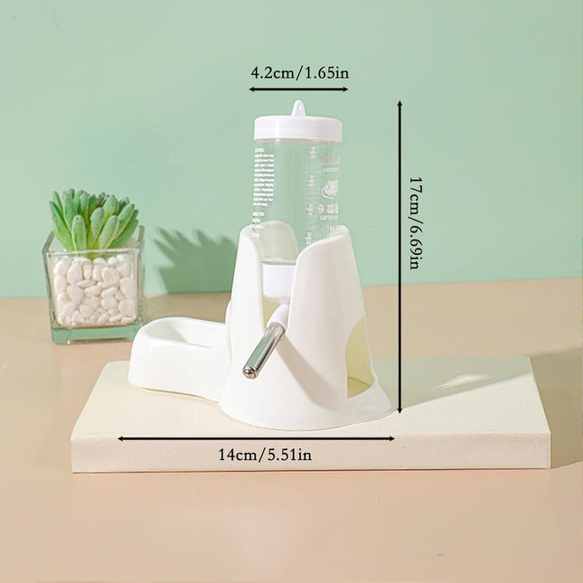 White hamster water bottle with standard food bowl base automatic water dispenser suitable for dwarf – product detail