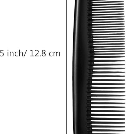 12-piece hair brush set - fine plastic hair brush in pocket size - unisex - fine comb (black)