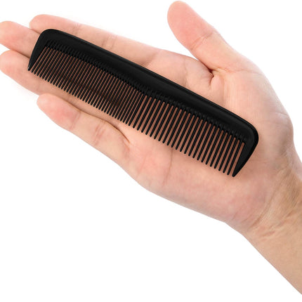 12-piece hair brush set - fine plastic hair brush in pocket size - unisex - fine comb (black)