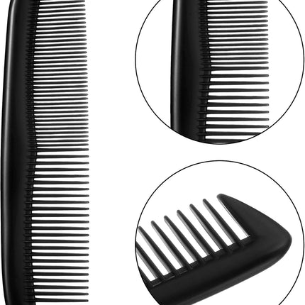 12-piece hair brush set - fine plastic hair brush in pocket size - unisex - fine comb (black)