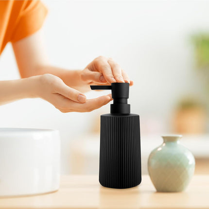 Soap Dispenser - Black Soap Dispenser for Detergent - Kitchen Soap Dispenser - With Press Dispenser - Suitable for Countertops - Bathroom and Kitchen (2 pieces - Black)
