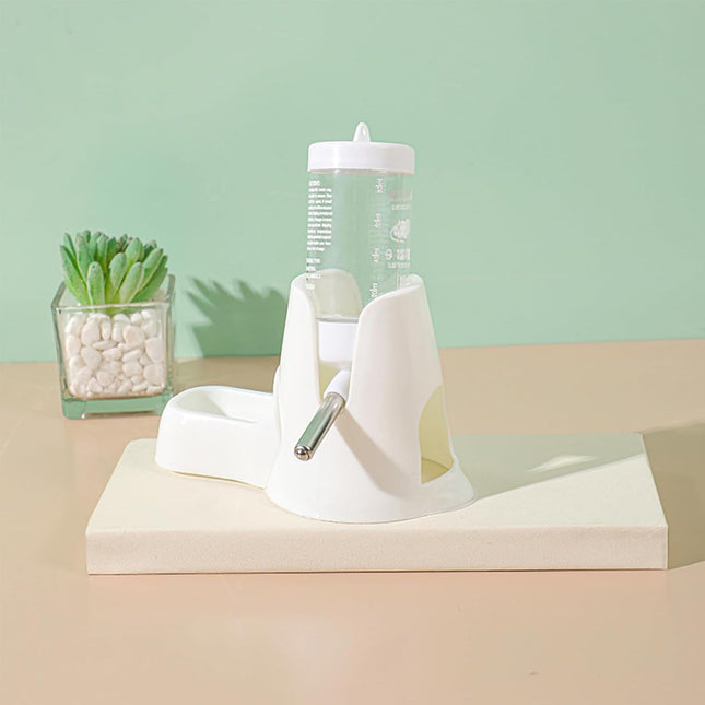White hamster water bottle with standard food bowl base automatic water dispenser suitable for dwarf