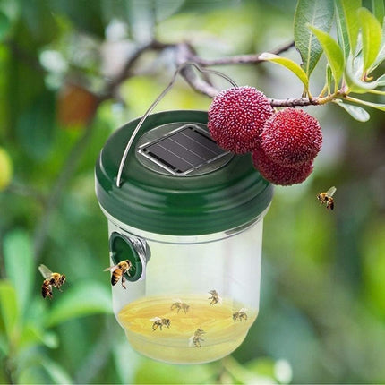 2-pack solar-powered wasp traps - Hanging wasp traps for outdoors - Suitable for wasps, hornets, bumblebees, etc. outdoors - With UV-LED light