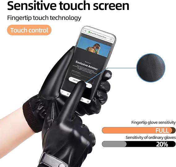 Black winter gloves made of genuine – product detail