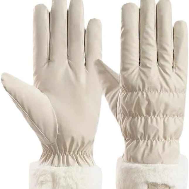 Warm winter gloves for women - windproof and snowproof gloves - thickened and fleece-lined gloves - gloves with wrist protection - suitable for skiing, cycling, running and working.