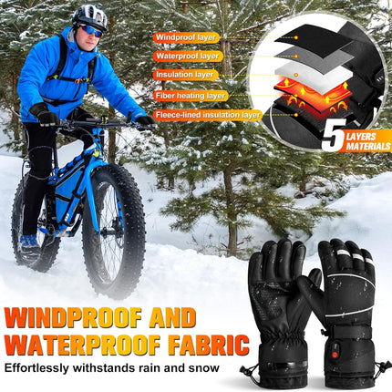 Gloves - Warm winter gloves - Rechargeable heated gloves - 3 heating settings, 360° heating - Touchscreen, waterproof/windproof - Winter ski/cycling/hiking gloves (unisex)