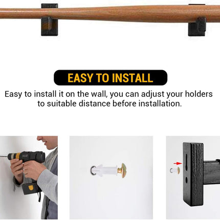Display standard - Black - Baseball bat display standard - Baseball bat holder - Wall mounting - Horizontal baseball bat standard - Baseball bat holder - 2 pieces - Black