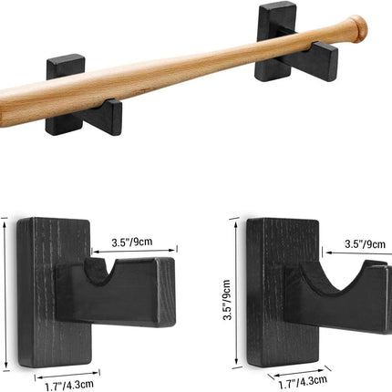 Display standard - Black - Baseball bat display standard - Baseball bat holder - Wall mounting - Horizontal baseball bat standard - Baseball bat holder - 2 pieces - Black