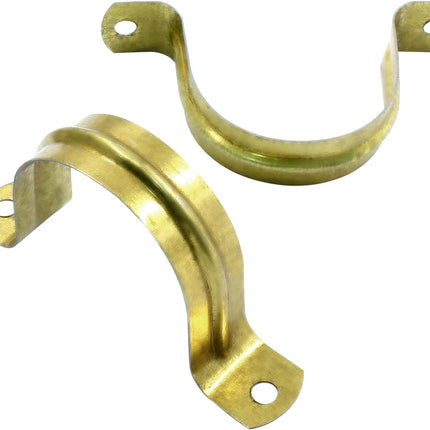 Biaungdo 20 Pcs M40 Rigid Pipe Strap, 1-1/2 Inch Stainless Steel Two Hole Strap U Bracket Pipe Clamps Heavy Duty Conduit Clamps Tension Tube Clip Cable Clamp Hanger with 2 Holes for Pipe Cable(Gold)