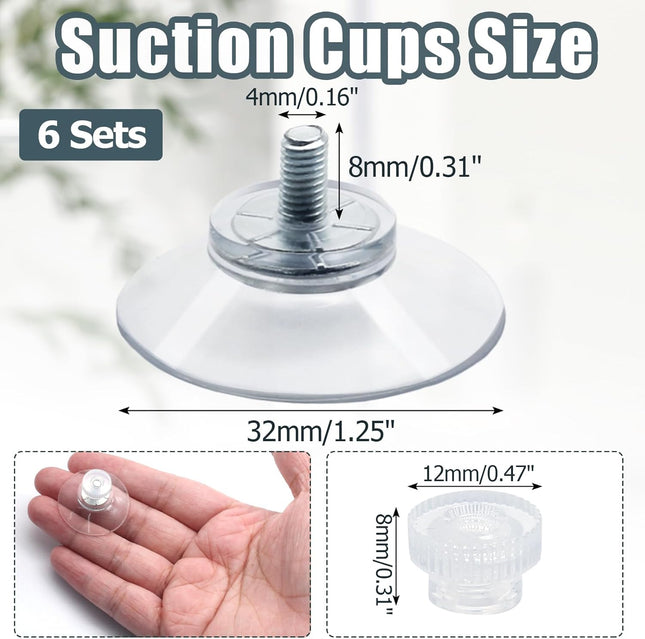 Biaungdo 6 Pack 32mm Suction Cups with Screws Nut Clear PVC Sucker Pads Holder Plastic – product detail