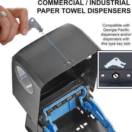 Paper Towel Dispenser Key for Georgia Pacific Commercial Machines - Also Fits GP Toilet Paper and Soap Dispensers, 3-pk